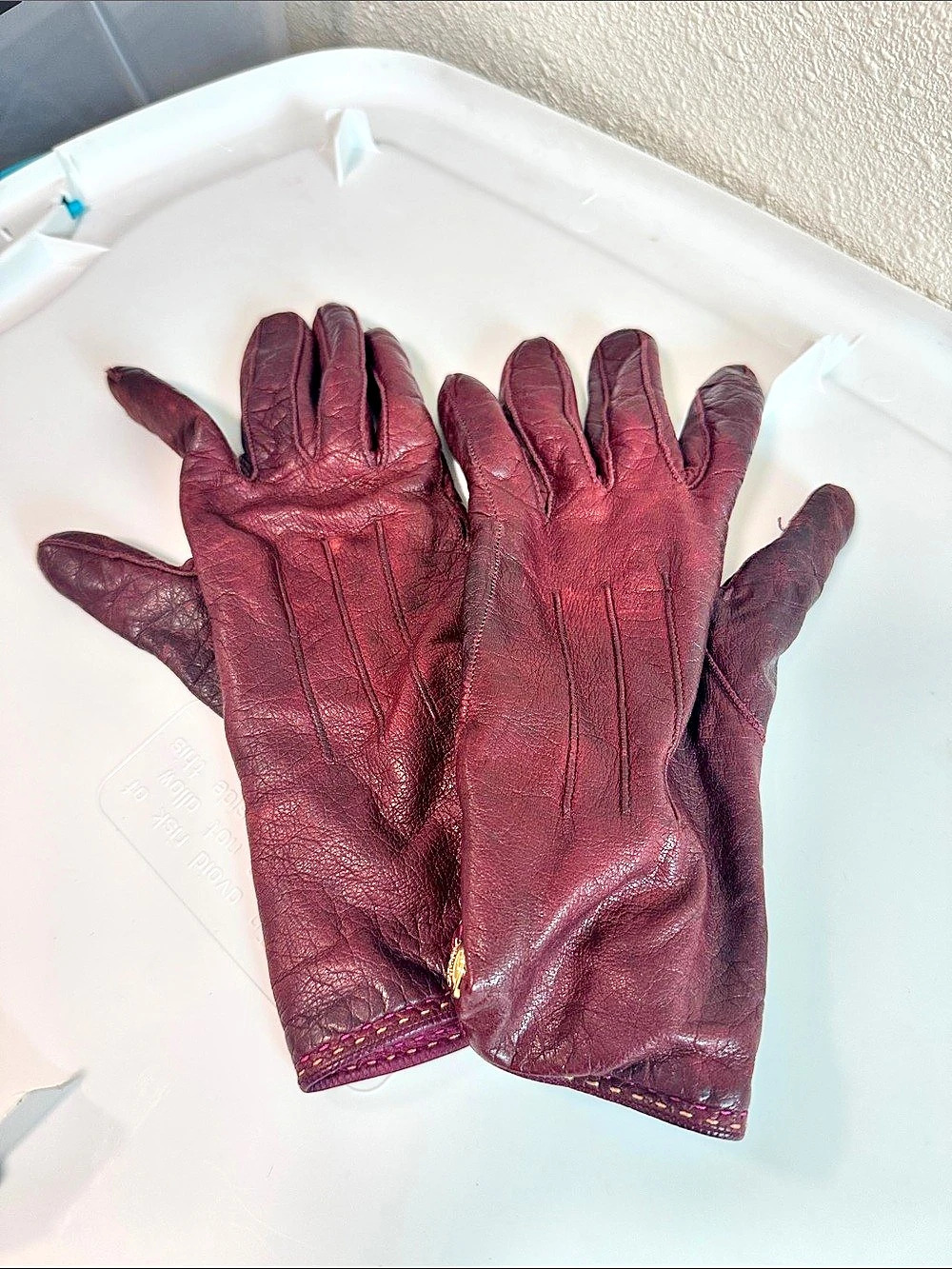 Coach Leather Gloves in Burgundy
